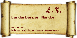 Landenberger Nándor névjegykártya